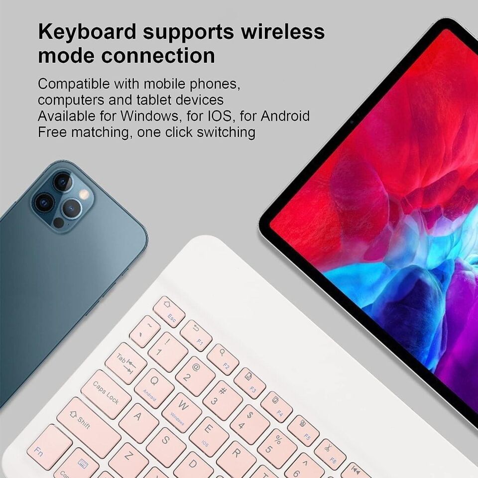 Valkyrie BL30 Bluetooth Ios Ipad Android Windows Uyumlu Klavye Mouse Seti - Sessiz - Şarjlı - Combo - Ultra İnce - Türkçe - Kablosuz Pembe
