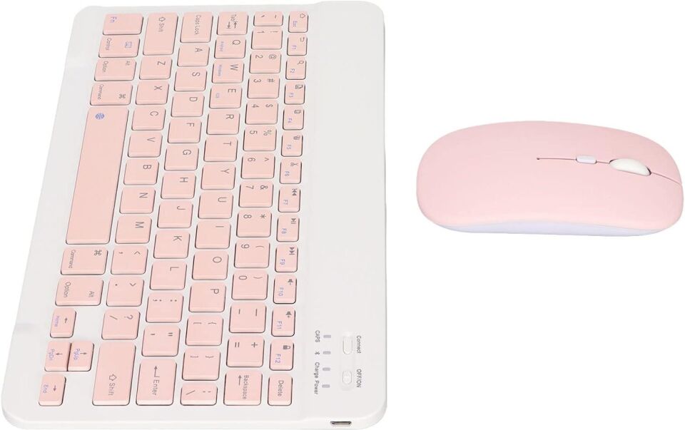 Valkyrie BL30 Bluetooth Ios Ipad Android Windows Uyumlu Klavye Mouse Seti - Sessiz - Şarjlı - Combo - Ultra İnce - Türkçe - Kablosuz Pembe