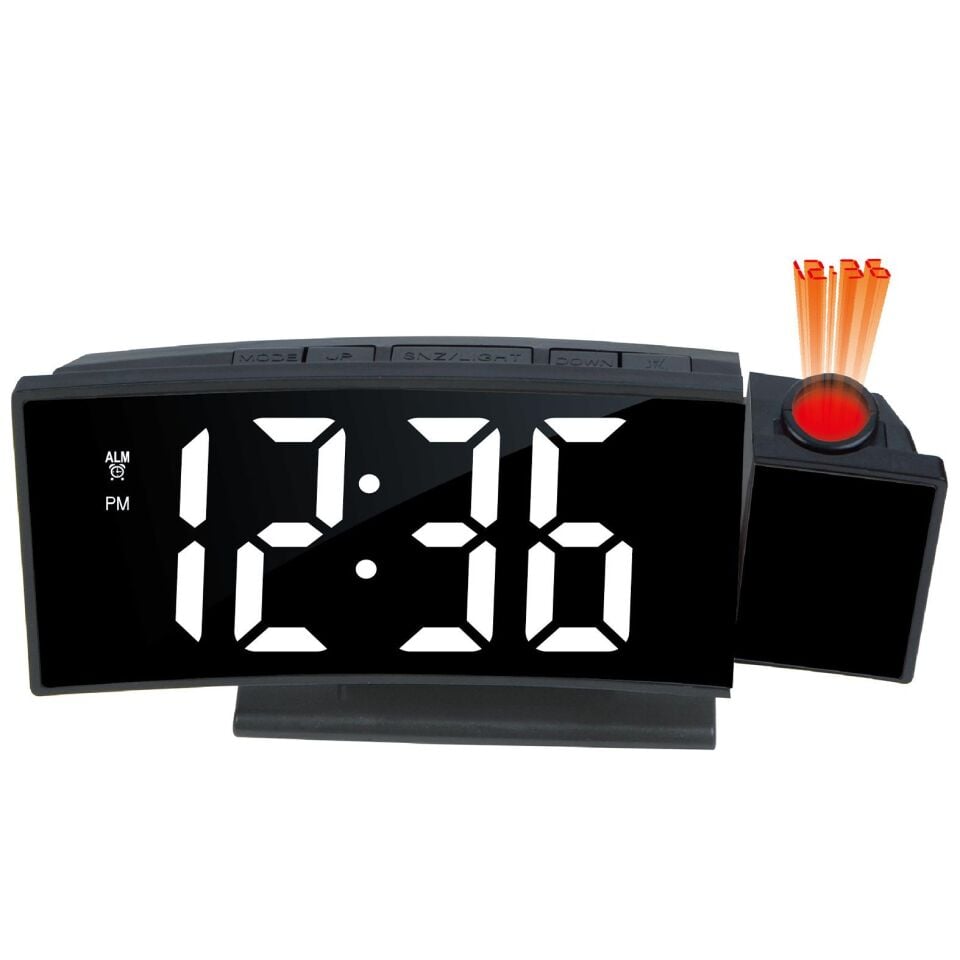 Valkyrie Projeksiyonlu Dijital Masa Saati LED Ekranlı Alarm Snooze Sıcaklık Tarih USB ve 3 AAA Pil Destekli