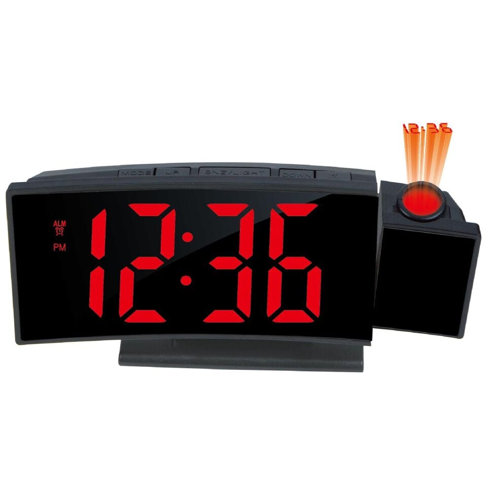 Valkyrie Projeksiyonlu Dijital Masa Saati Kırmızı LED Ekranlı Alarm Snooze Sıcaklık Tarih USB ve Pil