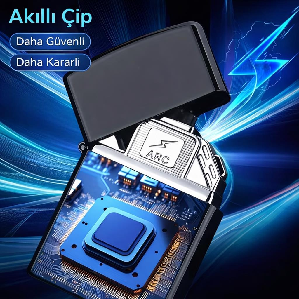 Valkyrie USB Şarjlı Elektronik Çakmak | 4 Elektrotlu X Tip Mor Arc | Rüzgar Geçirmez, Alevsiz Siyah