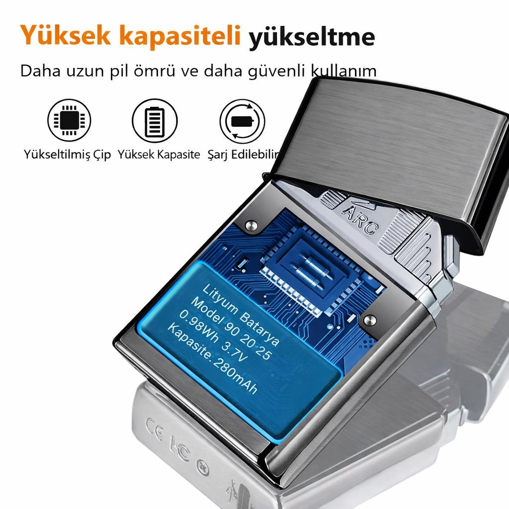 Valkyrie USB Şarjlı Elektronik Çakmak | 4 Elektrotlu X Tip Mor Arc | Rüzgar Geçirmez, Alevsiz Siyah