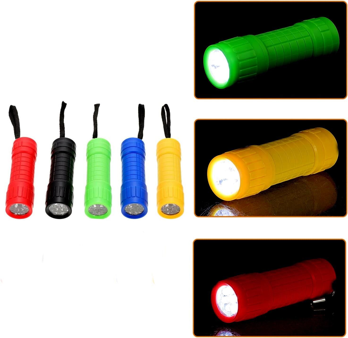 Valkyrie 5 Adet 9 Ledli El Feneri Seti - 5 Farklı Renk - 9 LED Güçlü Işık - Taşıması Kolay Cep Feneri