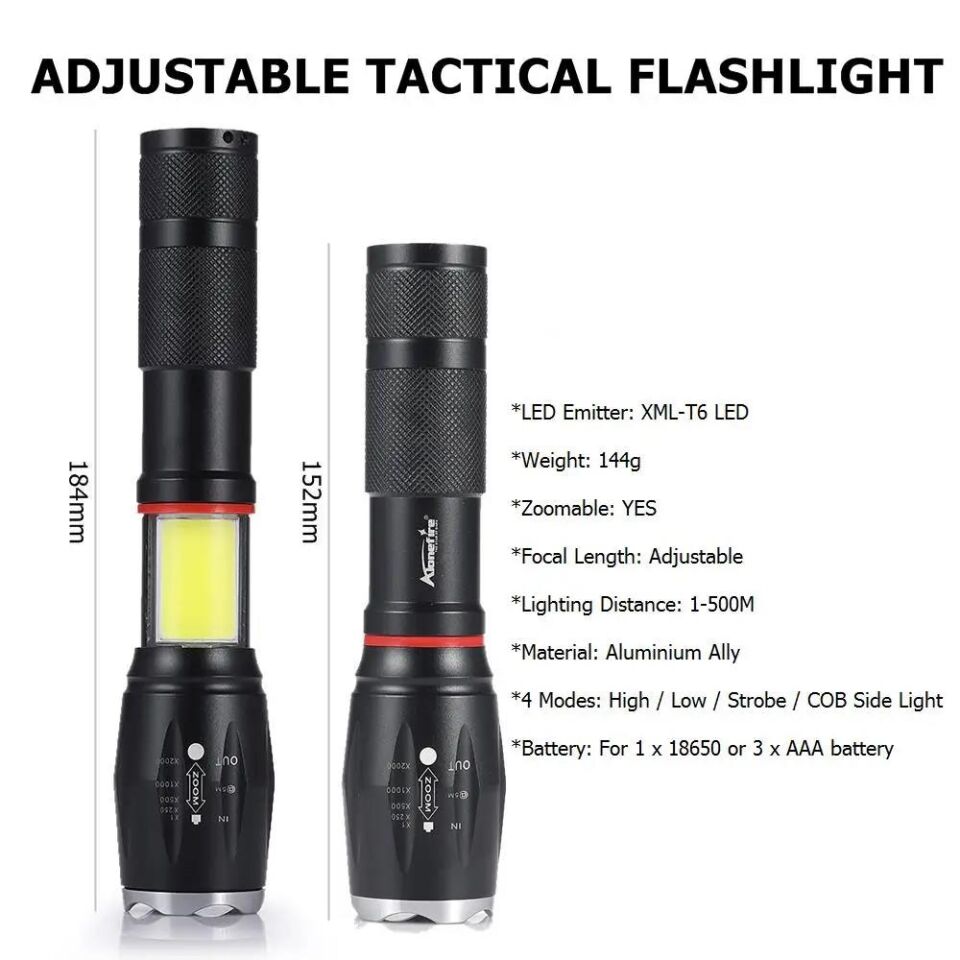 Valkyrie 8000 Lümen COB Lambalı T6 Mıknatıslı El Feneri - 6 Mod - 500 Metre Mesafe