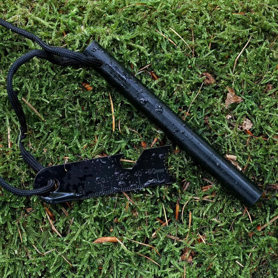 Valkyrie 10cm Boy 1cm En Full Magnezyum Ateş Başlatıcı Bar - %100 Katkısız Alüminyum İçermez Fire Starter Siyah