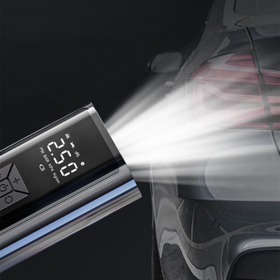 Valkyrie 100W 6000mAh Şarjlı Araba Lastik Hava Pompası LED Işıklı Çok Amaçlı Bisiklet Yatak Top Pompası
