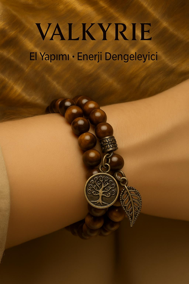 Valkyrie Doğal Kaplan Gözü Taşı Bileklik El Yapımı Enerji Dengeleyici Hayat Ağacı ve Yaprak Charm Denge ve Enerji