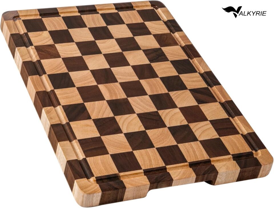 Valkyrie Doğal Akasya Ahşap Kesme Tahtası 43x33 cm – Kaydırmaz Tabanlı, Profesyonel Servis & Sunum Tahtası