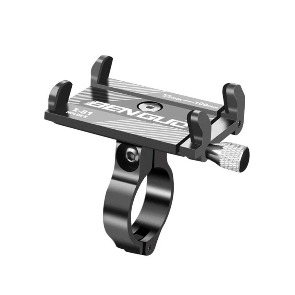 Valkyrie X-81G Metal Motorsiklet Bisiklet Cep Telefonu Tutucu - Alüminyum Alaşım Darbeye Dayanıklı Paslanmaz - 360 Derece Evrensel Gümüş