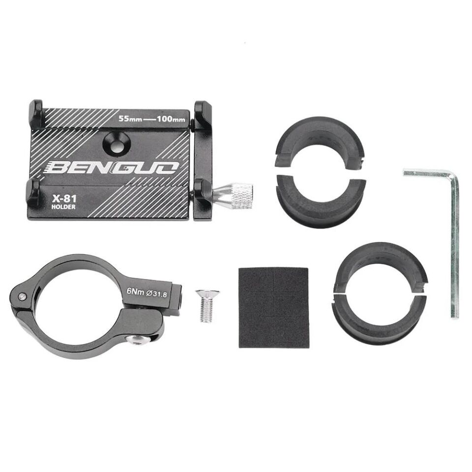 Valkyrie X-81G Metal Motorsiklet Bisiklet Cep Telefonu Tutucu - Alüminyum Alaşım Darbeye Dayanıklı Paslanmaz - 360 Derece Evrensel Gümüş