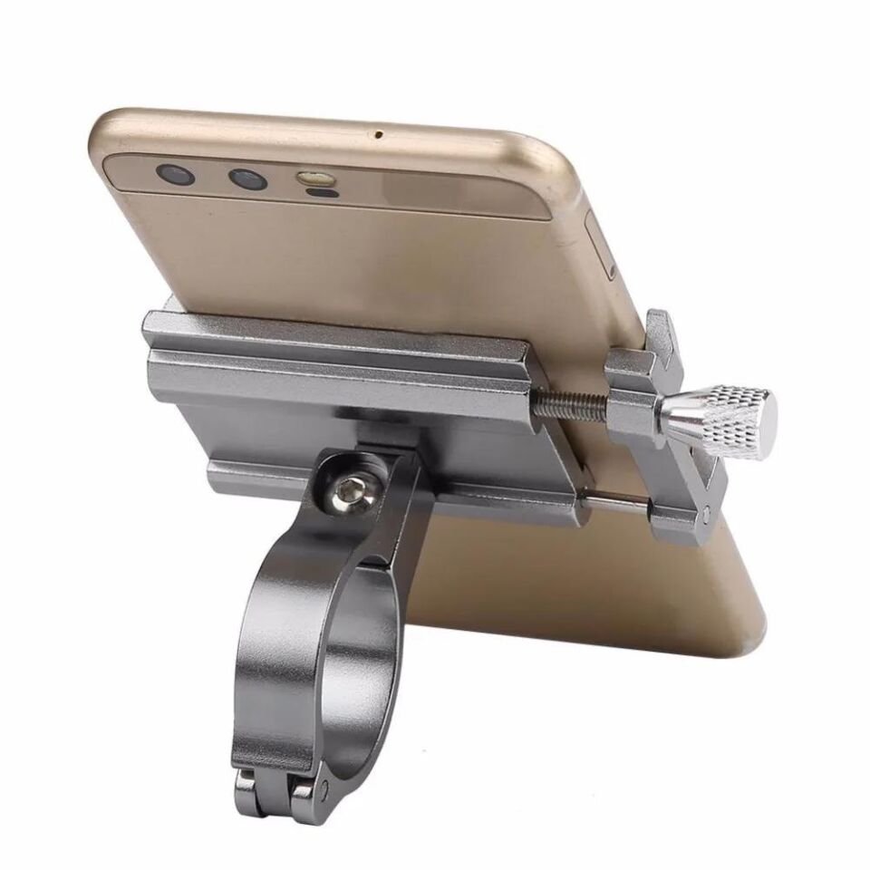Valkyrie X-81G Metal Motorsiklet Bisiklet Cep Telefonu Tutucu - Alüminyum Alaşım Darbeye Dayanıklı Paslanmaz - 360 Derece Evrensel Gümüş
