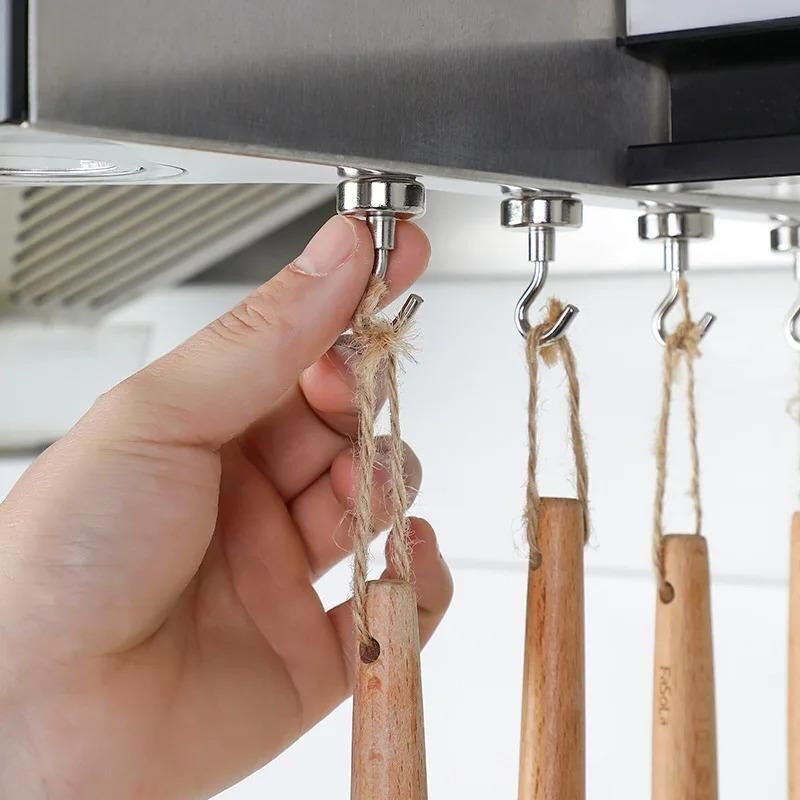 Valkyrie 10 Adet Neodyum Mıknatıs Askı Seti 14kg Taşıma Kanca Mutfak Buzdolabı Banyo Kapı Dolap Balkon Tekne Gümüş