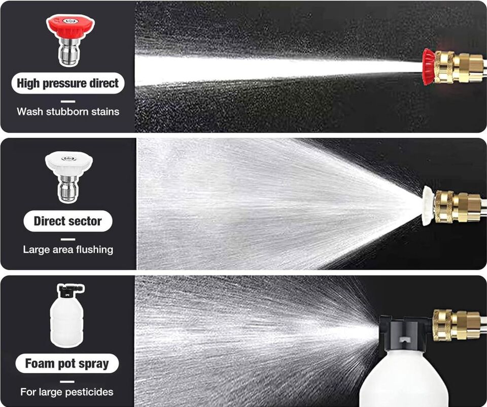 Valkyrie 300W Şarjlı Oto Yıkama Tabancası 15.000mAh Yüksek Basınçlı Hazneli Sulama Püskürtme Yıkama Akülü Çantalı Tabanca