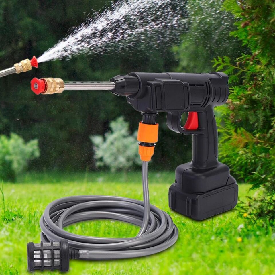 Valkyrie 300W Şarjlı Oto Yıkama Tabancası Yüksek Basınçlı Hazneli Sulama Püskürtme Yıkama Akülü Çantalı Çift Bataryalı Tabanca 15.000mAh -  8106