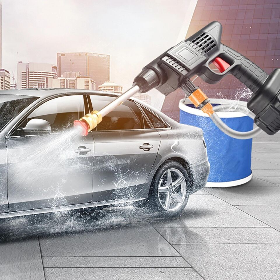 Valkyrie 300W 48V Şarjlı Oto Yıkama Tabancası Yüksek Basınçlı Hazneli Sulama Püskürtme Yıkama 15.000mAh Büyük Akülü Çift Bataryalı Çantalı Tabanca 48V