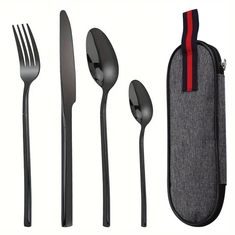 Valkyrie Çantalı Yolculuk Çatal Kaşık Bıçak Seti Kişiye Özel 1. Sınıf Paslanmaz Çelik Ofis Okul Kamp Restaurant C3404