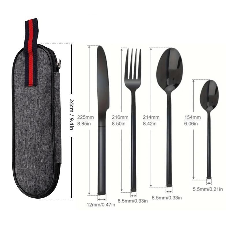 Valkyrie Çantalı Yolculuk Çatal Kaşık Bıçak Seti Kişiye Özel 1. Sınıf Paslanmaz Çelik Ofis Okul Kamp Restaurant C3404