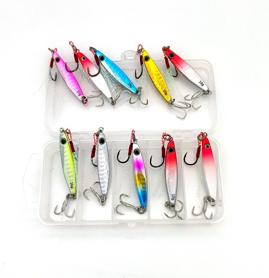 Valkyrie 10 Adet 10gr 4.8cm Kutulu Metal Rapala Jig Seti Balık Olta Yemi İspanyol Oltası