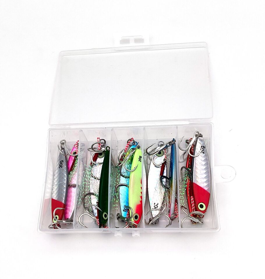Valkyrie 10 Adet 20gr 6cm Kutulu Metal Rapala Jig Seti Balık Olta Yemi Parlak Gerçekçi Zoka