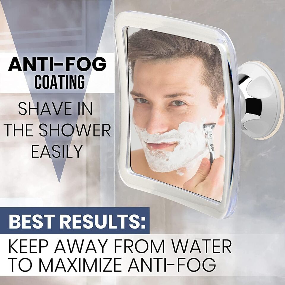 Valkyrie 1. Kalite Duş Banyo Tuvalet Aynası 5X Yakınlaştırma - Buğu Önyeyici Vantuzlu 360 Derece Ayna