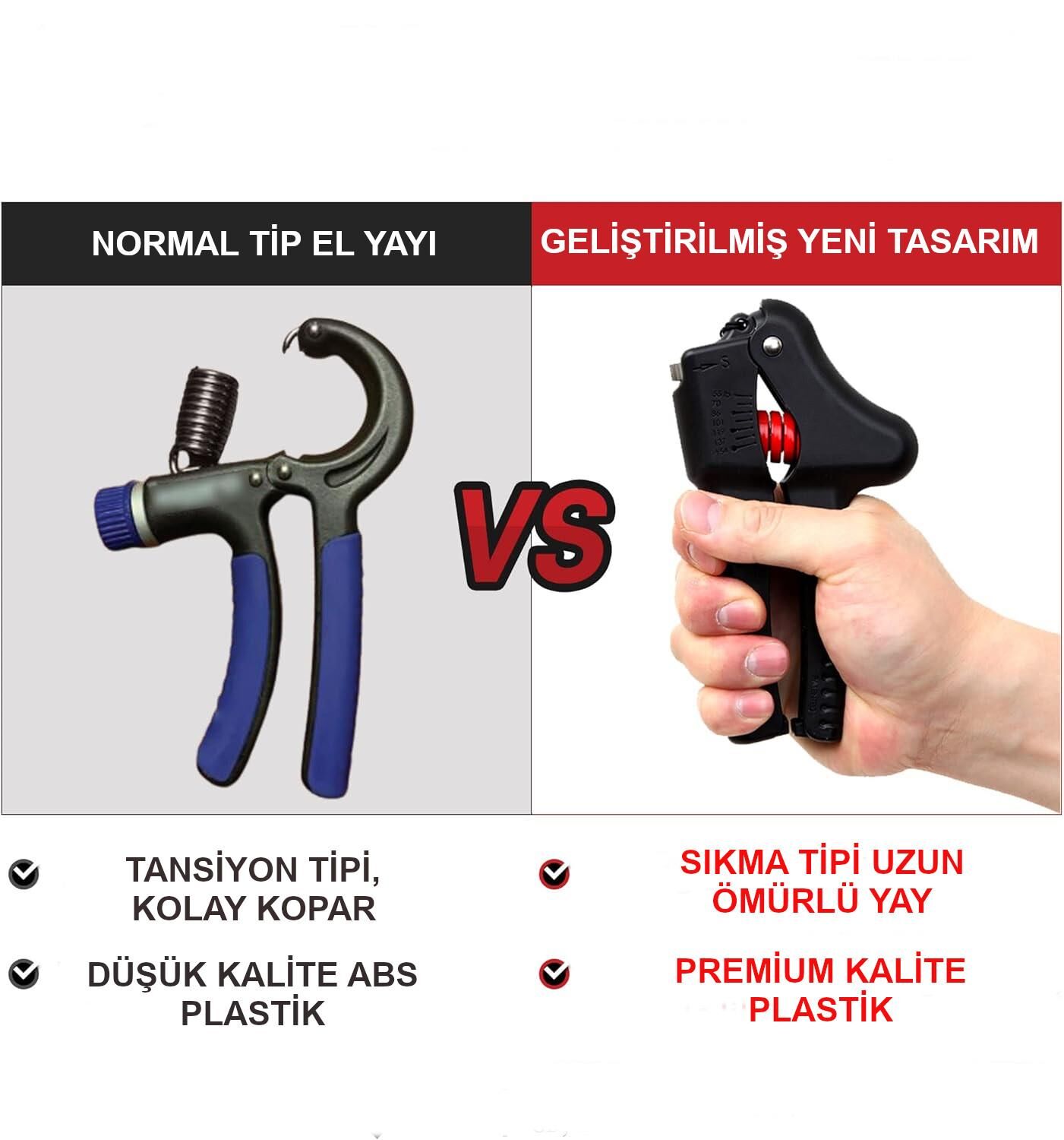 Valkyrie 23 - 70kg Kırılmaz Ergonomik El Yayı Egzersiz Spor Aleti - Premium Malzeme - Sıkma Tipi Yay Kol Bilek Güçlendirici