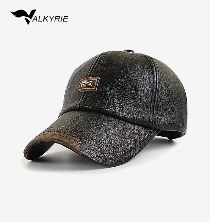Valkyrie Deri Şapka Erkek Ayarlanabilir Premium Kalite Spor & Günlük Kullanım Baseball Cap Siyah