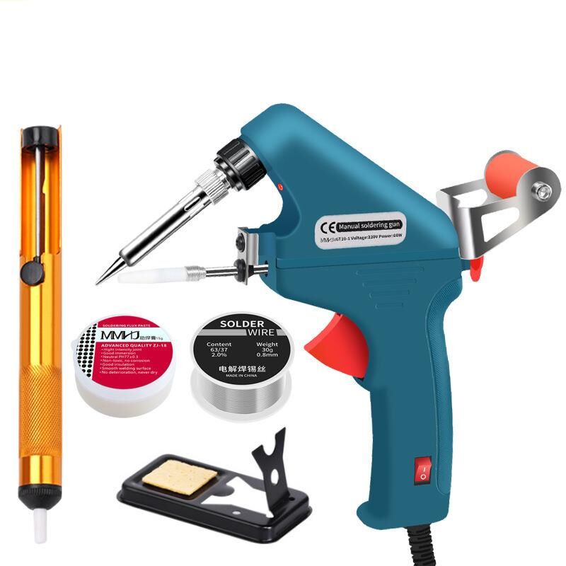 Valkyrie 5 Parça Tetikli Otomatik Beslemeli Havya Lehim Tabancası Seti - 60W 480°C Yeni Nesil Seramik Isınma - Tek El Kullanım