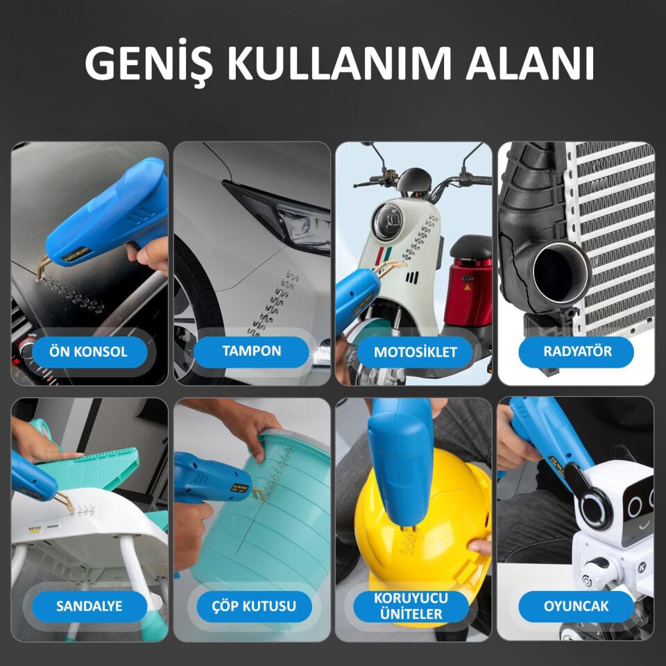 Valkyrie 200W Çantalı 1200 Uçlu Plastik Kaynak Makinesi LED Profesyonel Tampon Araba Komple Set