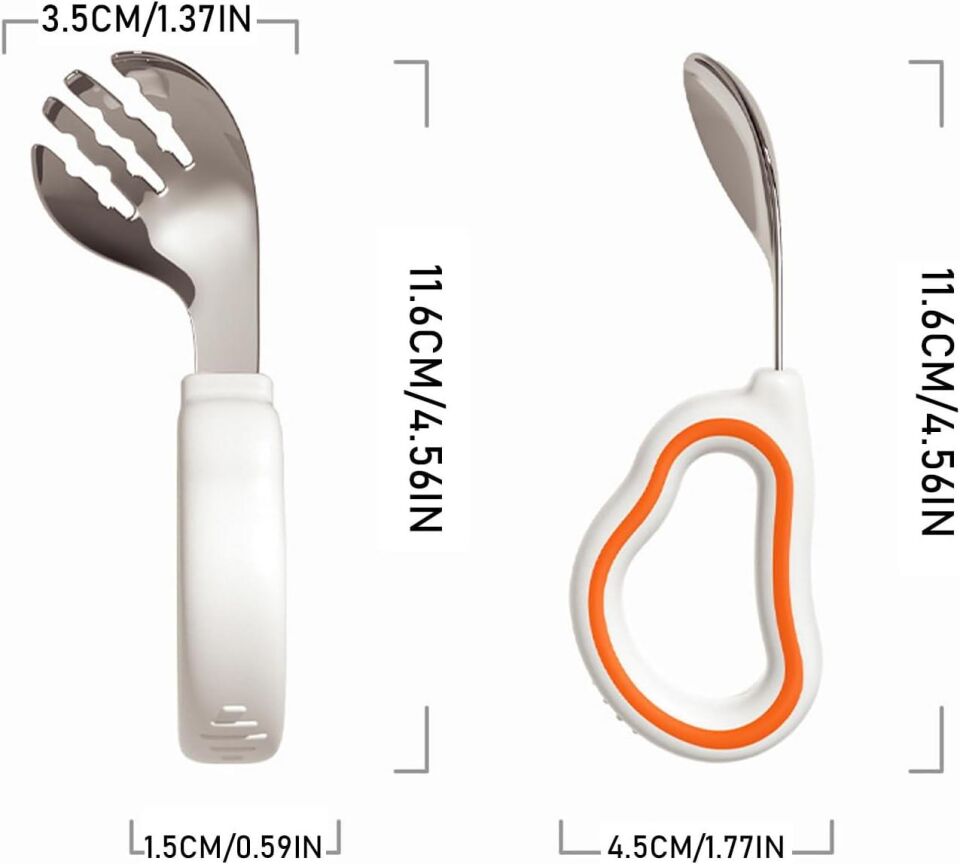 Valkyrie 316 Çelik Bebek Kaşık Çatal Seti | Ergonomik Silikon Tutma Saplı, Güvenli ve Kaymaz Tasarım