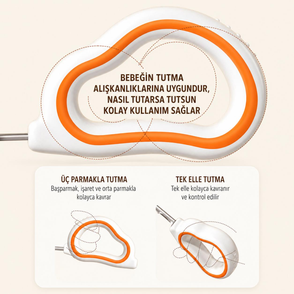 Valkyrie 316 Çelik Bebek Kaşık Çatal Seti | Ergonomik Silikon Tutma Saplı, Güvenli ve Kaymaz Tasarım
