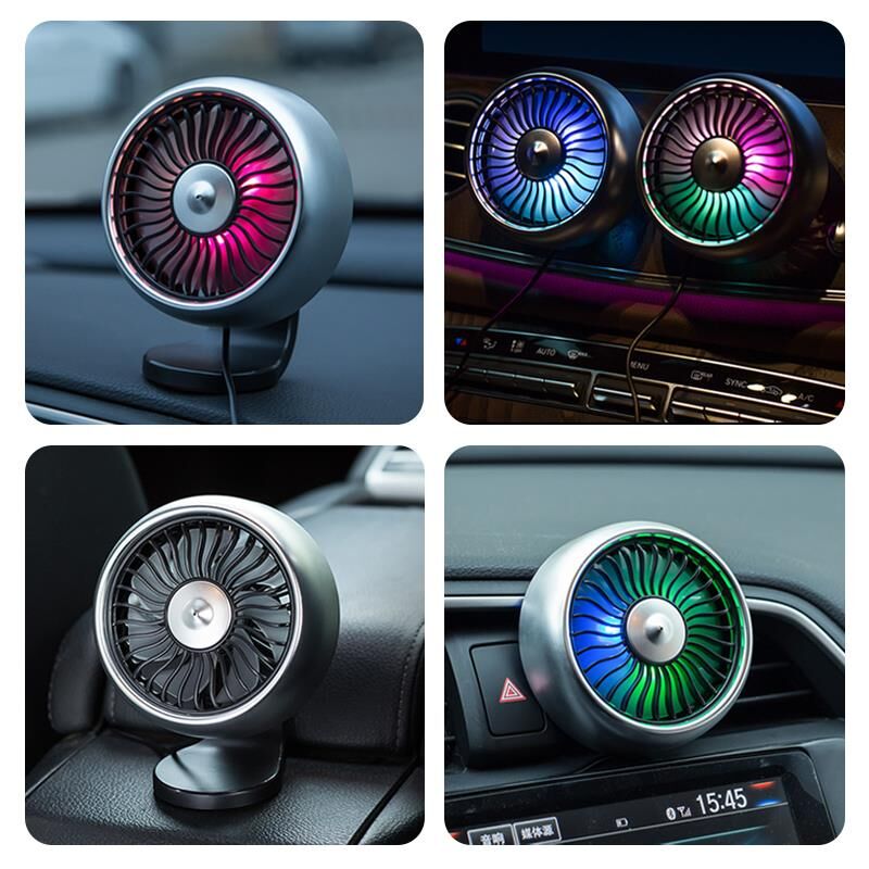 Valkyrie RGB Işıklı USB Araç Masa Fanı 12V 24V Uyumlu 3 Mod