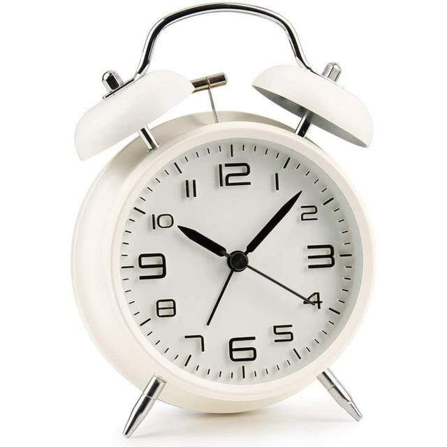 Valkyrie Sessiz Akar Saniyeli 16cm Alarm Masa Çalar Saat Yüksek Zil Sesi Büyük Boy Beyaz