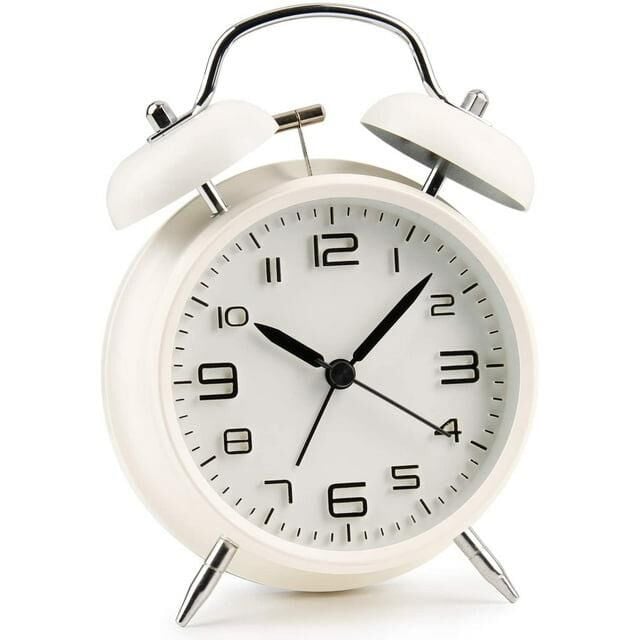 Valkyrie Sessiz Akar Saniyeli 16cm Alarm Masa Çalar Saat Yüksek Zil Sesi Büyük Boy Beyaz