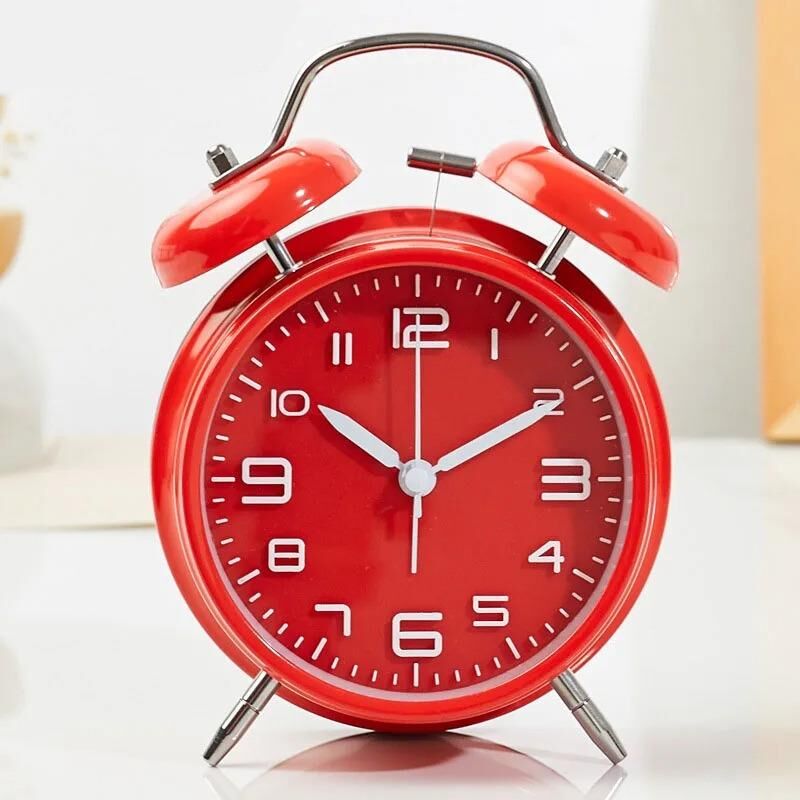 Valkyrie Sessiz Akar Saniyeli 16cm Alarm Masa Çalar Saat Yüksek Zil Sesi Büyük Boy Kırmızı