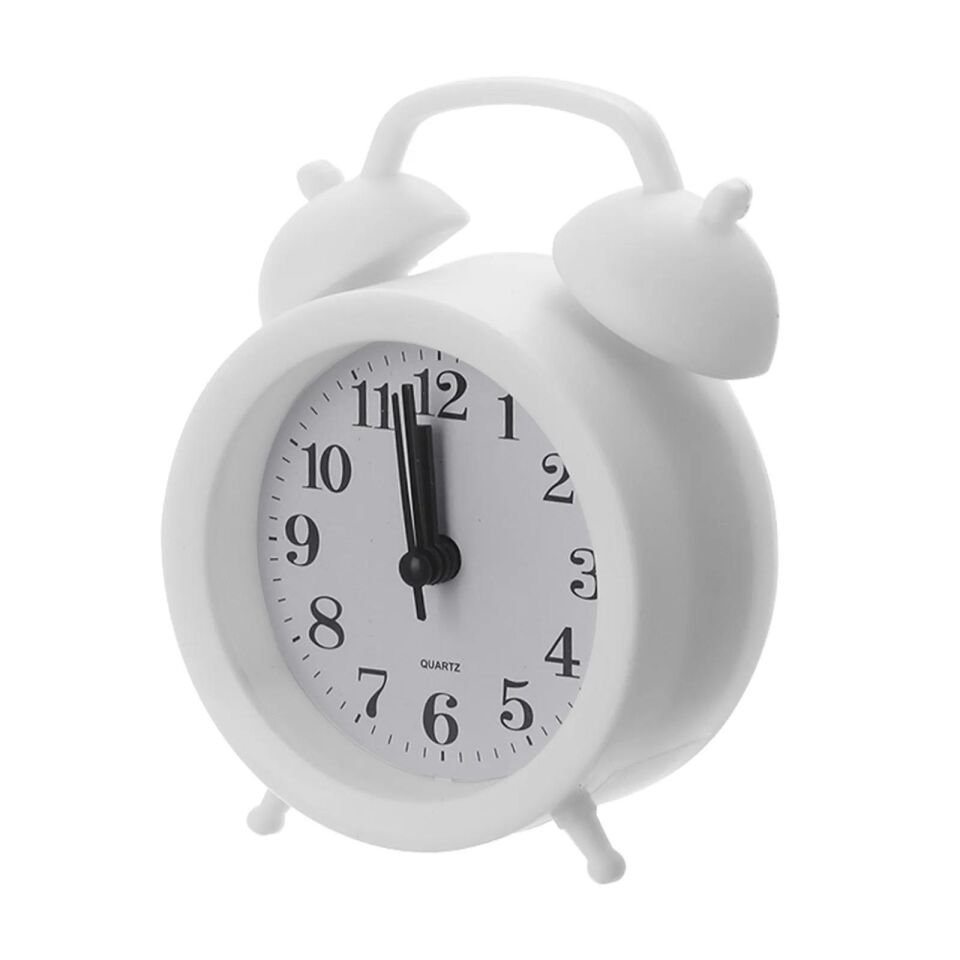 Valkyrie Mini Masa Alarm Çalar Saat Akar Saniyeli Sessiz Alarm Saati Beyaz