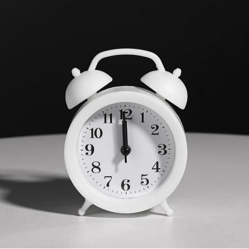 Valkyrie Mini Masa Alarm Çalar Saat Akar Saniyeli Sessiz Alarm Saati Beyaz
