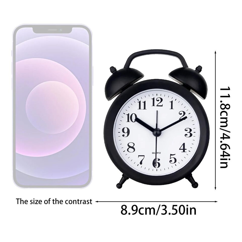 Valkyrie Mini Masa Alarm Çalar Saat Akar Saniyeli Sessiz Alarm Saati Siyah