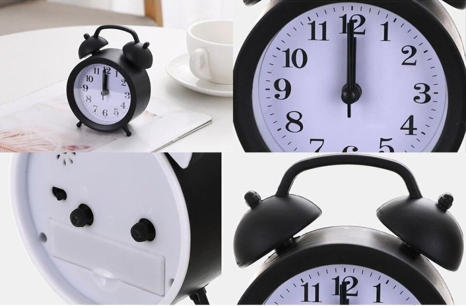 Valkyrie Mini Masa Alarm Çalar Saat Akar Saniyeli Sessiz Alarm Saati Siyah