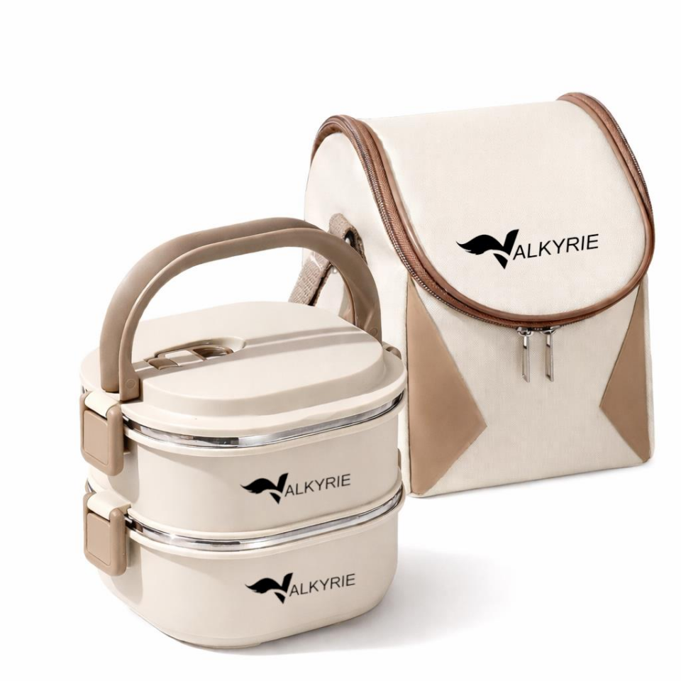 Valkyrie 2 Katlı Yemek Kabı 1400 ml – Termal Çantalı Lunch Box, 304 Paslanmaz Çelik, BPA İçermez