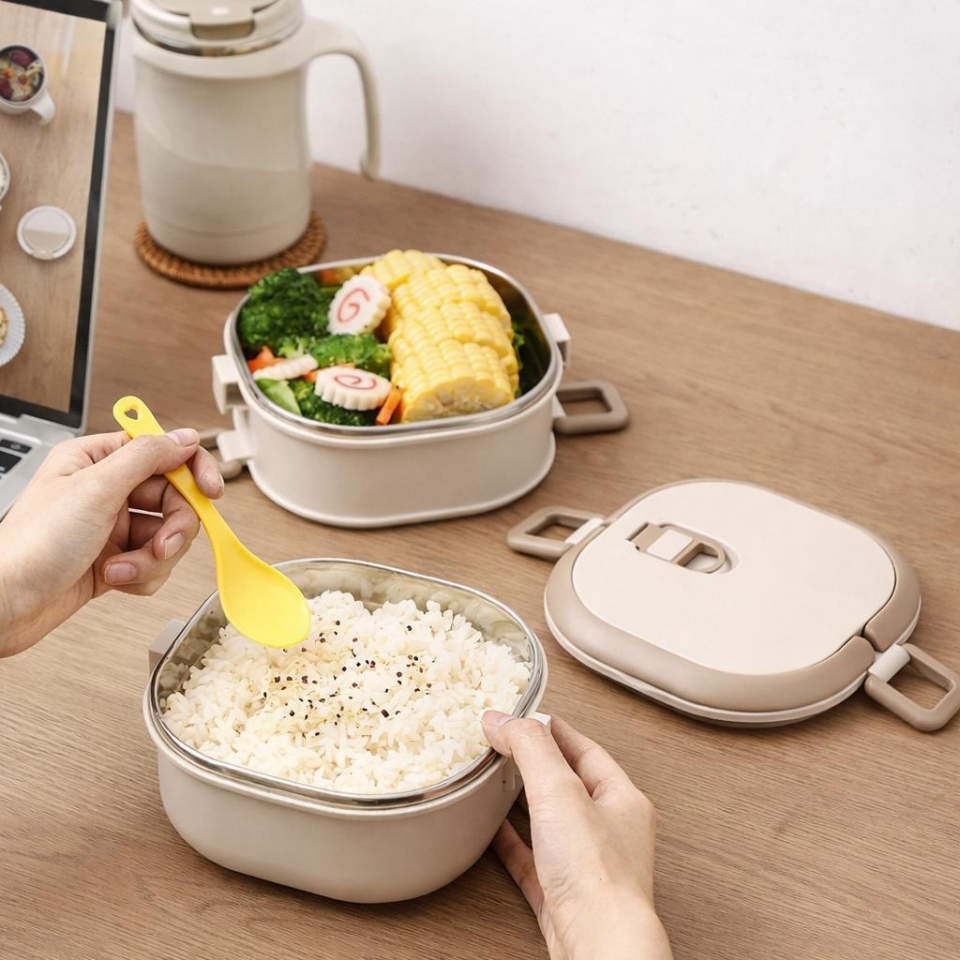 Valkyrie 2 Katlı Yemek Kabı 1400 ml – Termal Çantalı Lunch Box, 304 Paslanmaz Çelik, BPA İçermez