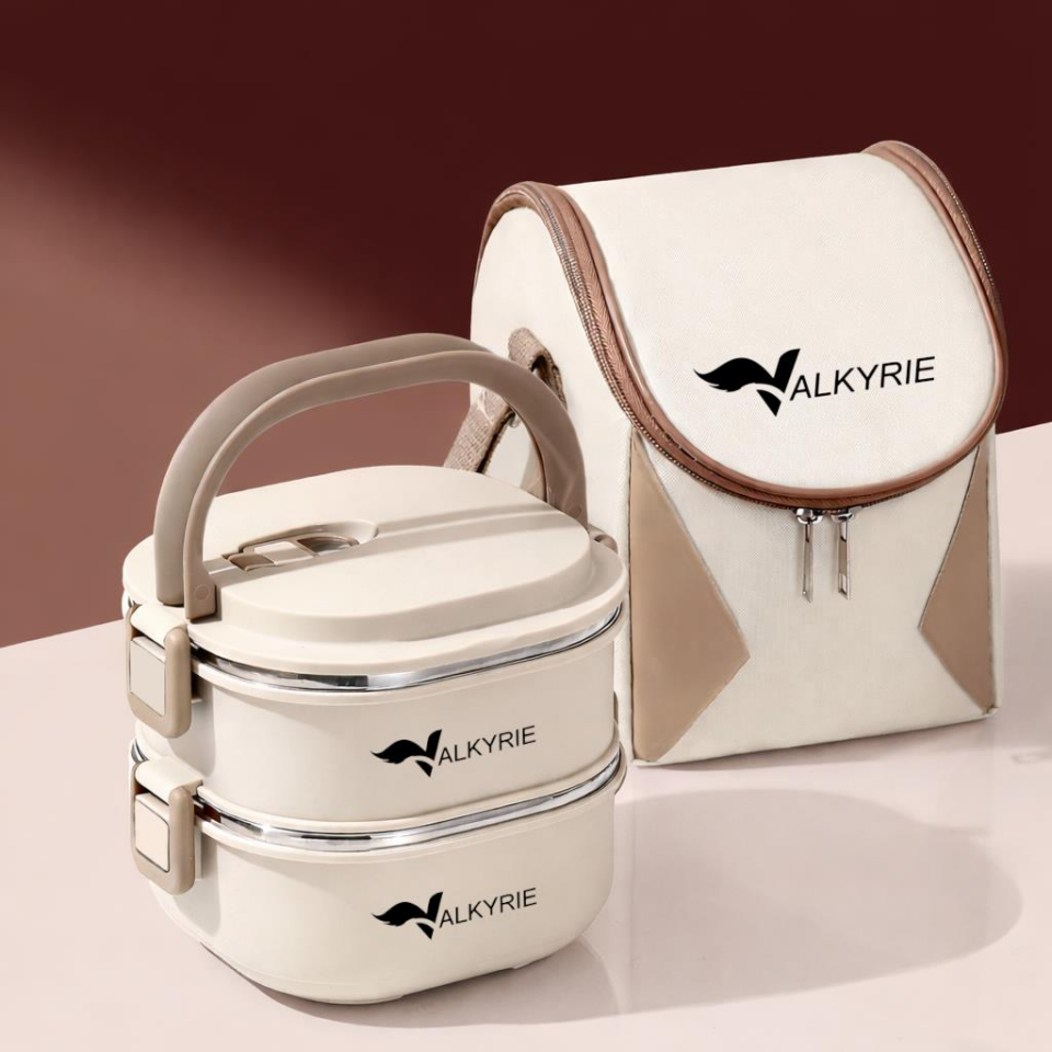 Valkyrie 2 Katlı Yemek Kabı 1400 ml – Termal Çantalı Lunch Box, 304 Paslanmaz Çelik, BPA İçermez
