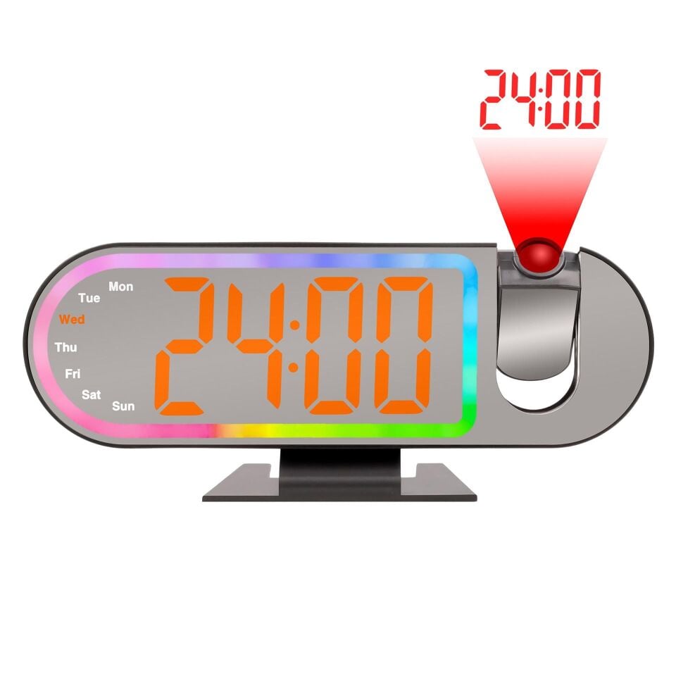 Valkyrie RGB Işıklı Projeksiyonlu Dijital Alarm Saat 17 Modlu LED Ekranlı Çalar Saat