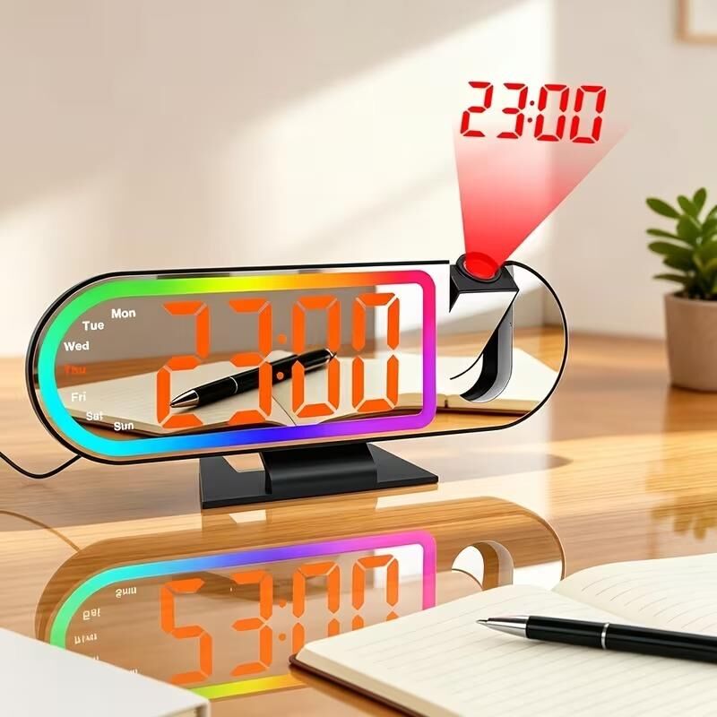 Valkyrie RGB Işıklı Projeksiyonlu Dijital Alarm Saat 17 Modlu LED Ekranlı Çalar Saat
