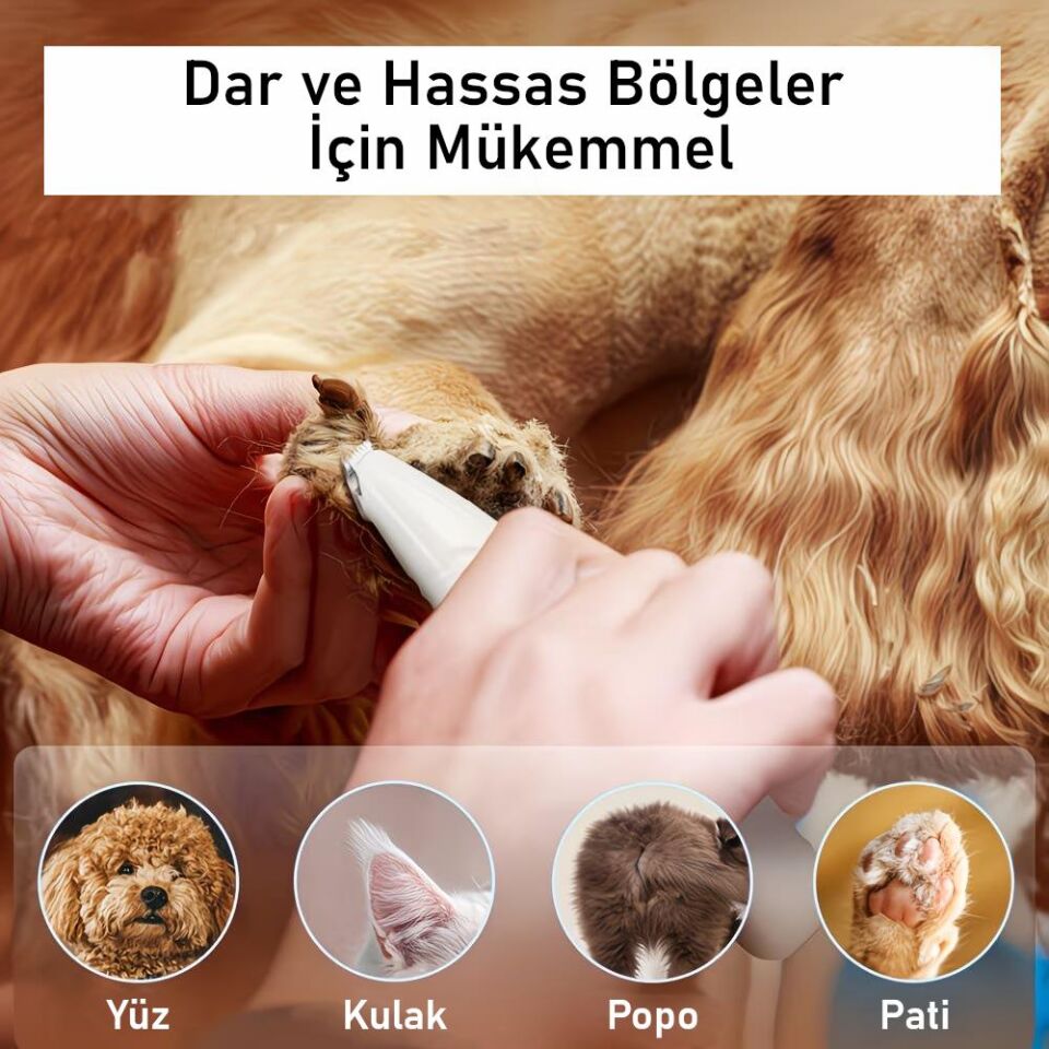 Valkyrie Kedi Köpek Pati Tüy Kesme Makinesi Sessiz Hassas Bölge Traş Cihazı Seramik & Çelik Bıçaklı