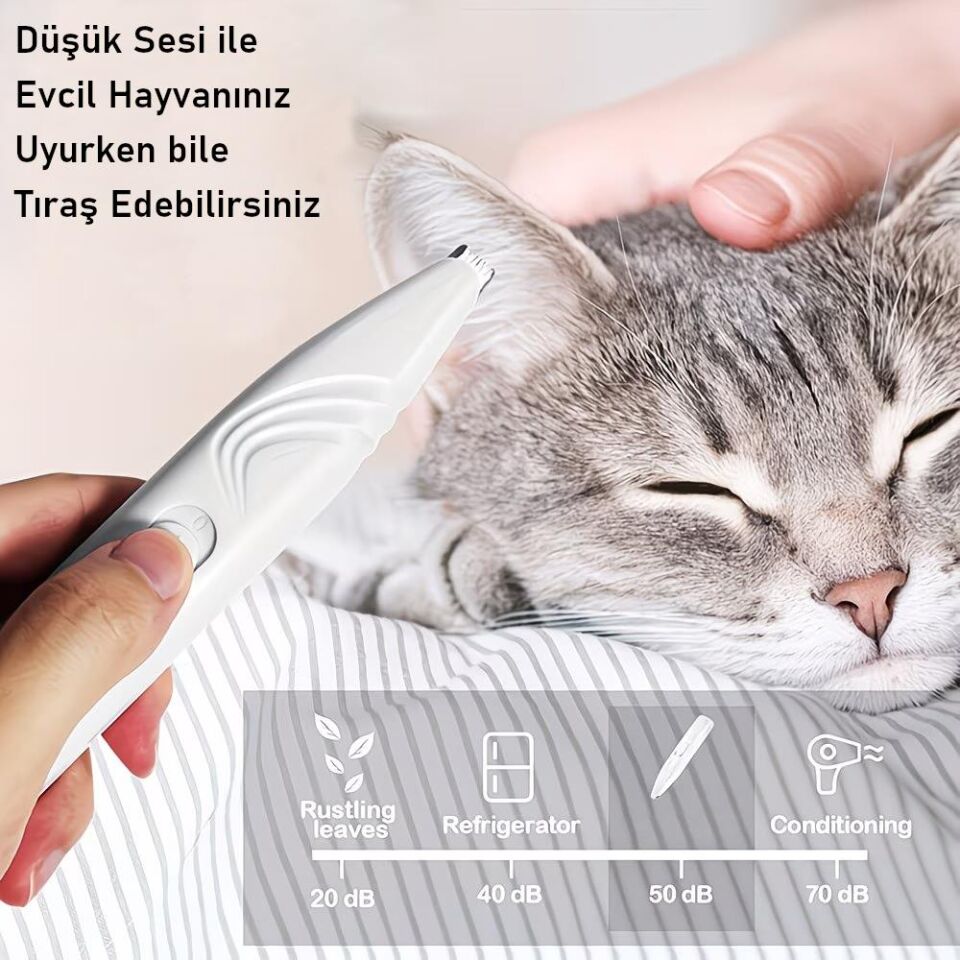Valkyrie Kedi Köpek Pati Tüy Kesme Makinesi Sessiz Hassas Bölge Traş Cihazı Seramik & Çelik Bıçaklı