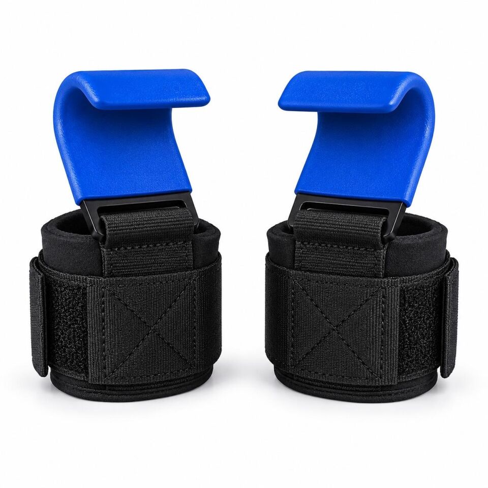 Valkyrie 2’li Ağırlık Kaldırma Kancası Bilek Destekli Güç Antrenmanı Fitness Strap Mavi