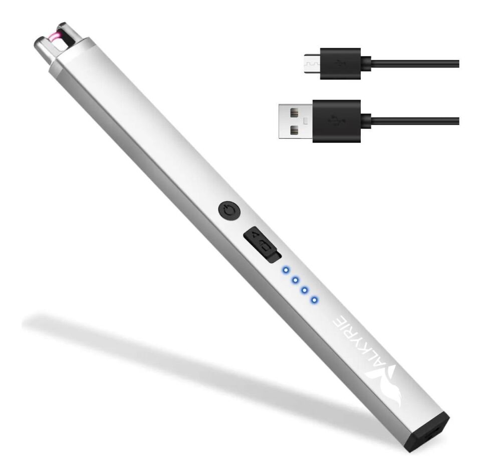 Valkyrie USB Şarjlı Elektrikli Arc Çakmak | Mum İçin | Gazsız | Rüzgar Kırıcı | Çift Emniyetli | Gümüş Renk
