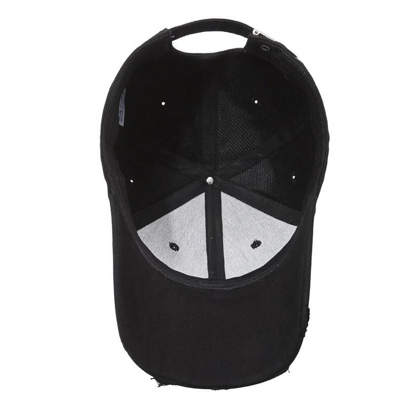 Valkyrie Unisex Eskitme Detaylı Şapka Yazı Nakışlı Ayarlanabilir Beyzbol Şapkası Siyah