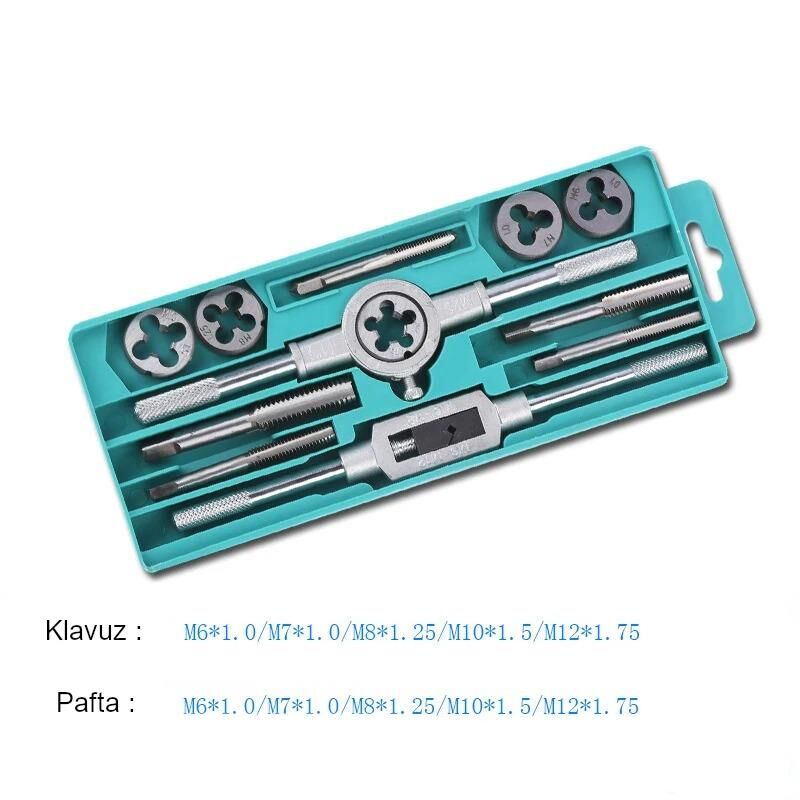 Valkyrie 12 Parça Klavuz Pafta Seti Metrik Set M6-M12 Arası 12li Takım