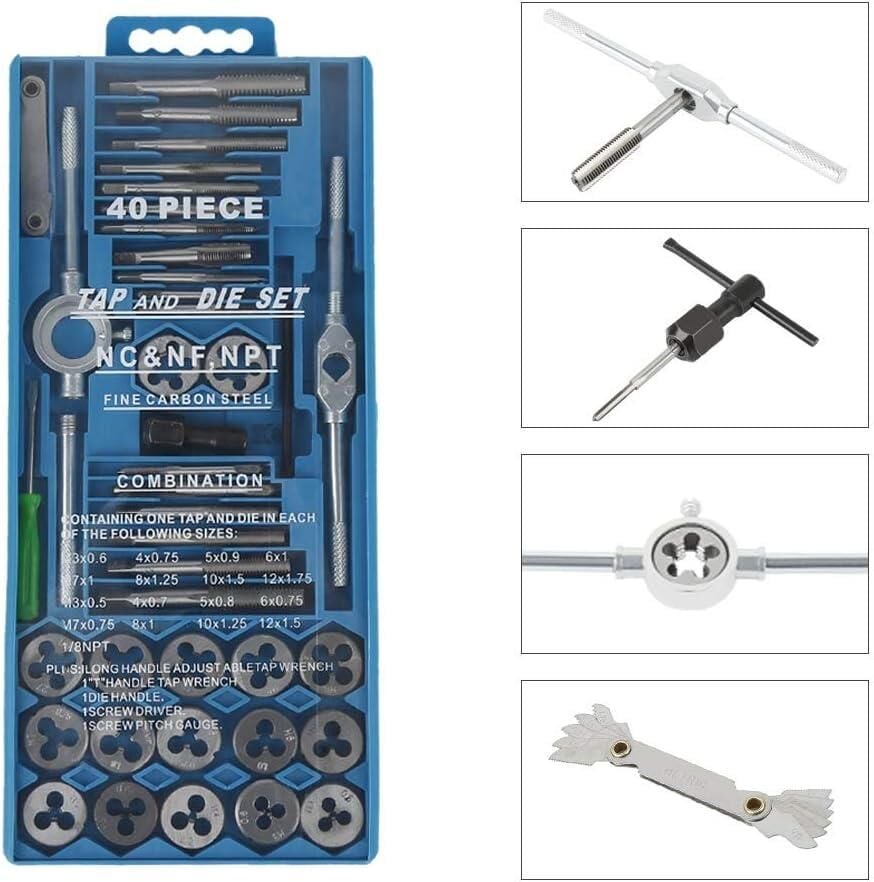 Valkyrie 40 Parça Klavuz Pafta Seti Metrik Set M3-M12 Arası 40lı Takım